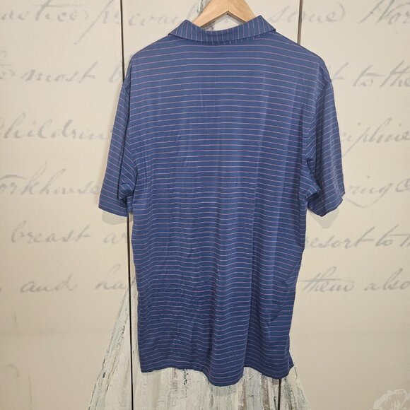 Peter Millar Summer Comfort Polo Size Large Striped Blue Pink - Picture 2 of 7